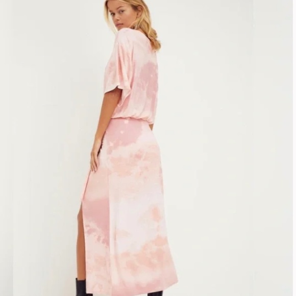 Free People Alyssa Wrap Dress Pink Tie Dye [Small] - Picture 2 of 9